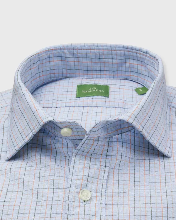 Cheap Sid Mashburn Spread Collar Sport Shirt Blue/Orange/Olive Tattersall Cotolino