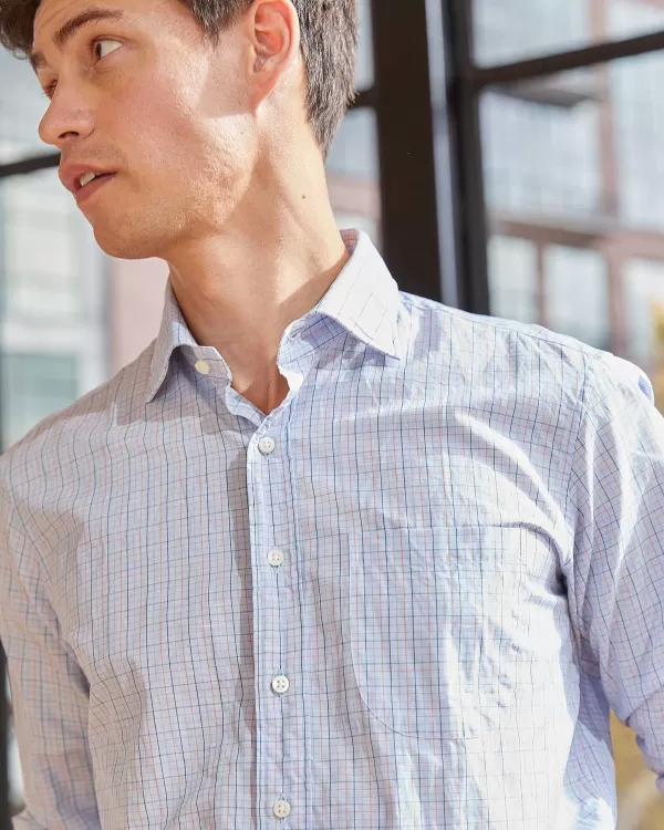 Cheap Sid Mashburn Spread Collar Sport Shirt Blue/Orange/Olive Tattersall Cotolino