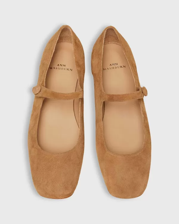 Cheap Ann Mashburn Square-Toe Mary Jane Tan Suede