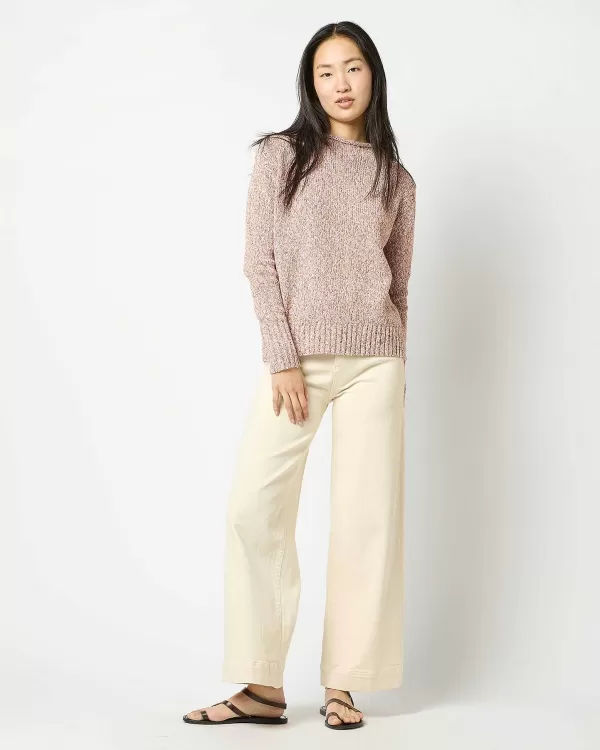 New Ann Mashburn Stevie Sweater Pink/Multi Cotton/Linen