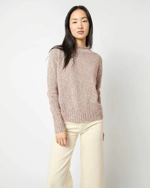 New Ann Mashburn Stevie Sweater Pink/Multi Cotton/Linen