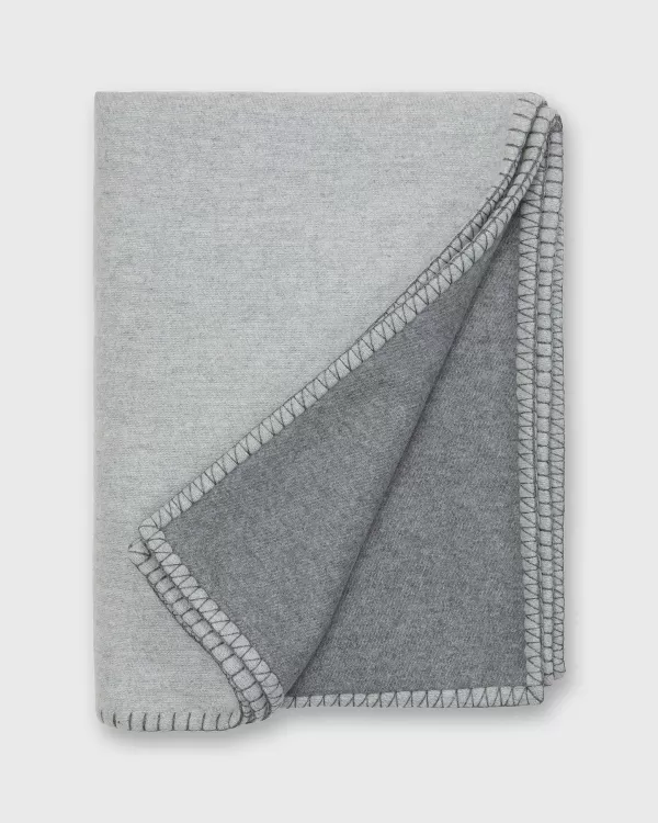Cheap Mashburn Stitched Reversible Throw Blanket Silver/Grey Wool/Cashmere