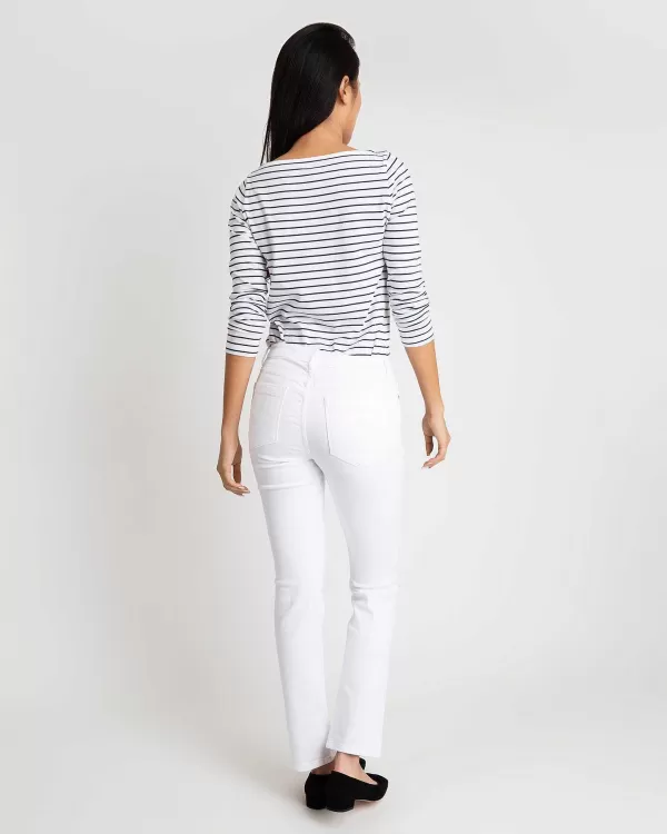 Sale Ann Mashburn Straight Leg 5-Pocket Jean White Stretch Denim