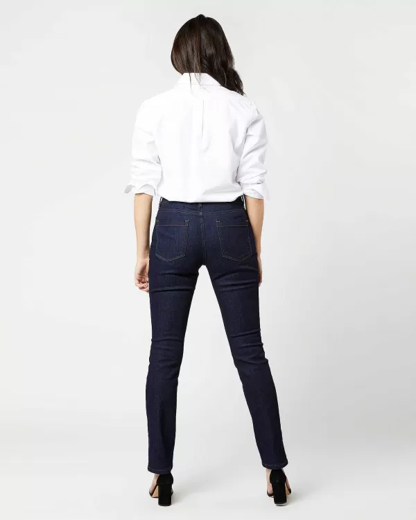 Best Sale Ann Mashburn Straight Leg 5-Pocket Jean Indigo Stretch Denim