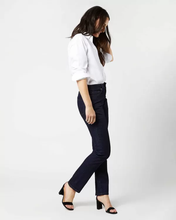 Best Sale Ann Mashburn Straight Leg 5-Pocket Jean Indigo Stretch Denim