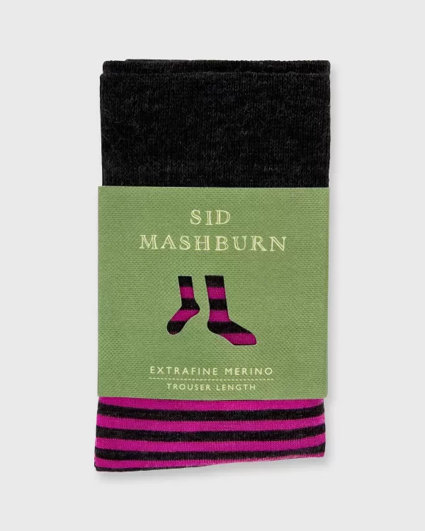 Best Sid Mashburn Striped Trouser Dress Socks Dark Heather Grey/Fuchsia Extra Fine Merino