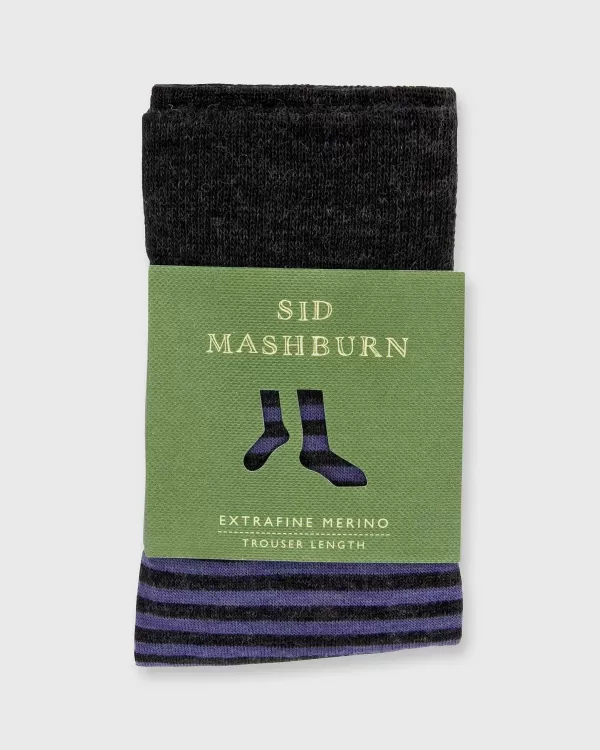 Clearance Sid Mashburn Striped Trouser Dress Socks Dark Heather Grey/Violet Extra Fine Merino