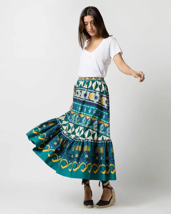 Sale La DoubleJ Sunset Skirt Emerald Casareale Barr Cotton Jersey