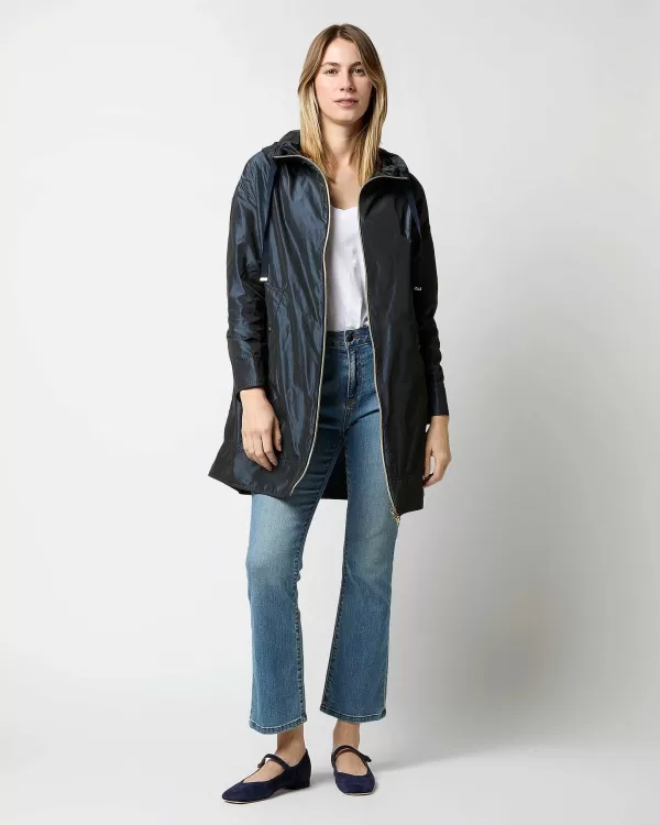 New Herno Techno Taffeta A-Line Parka Navy