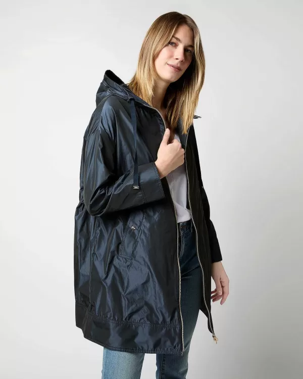New Herno Techno Taffeta A-Line Parka Navy