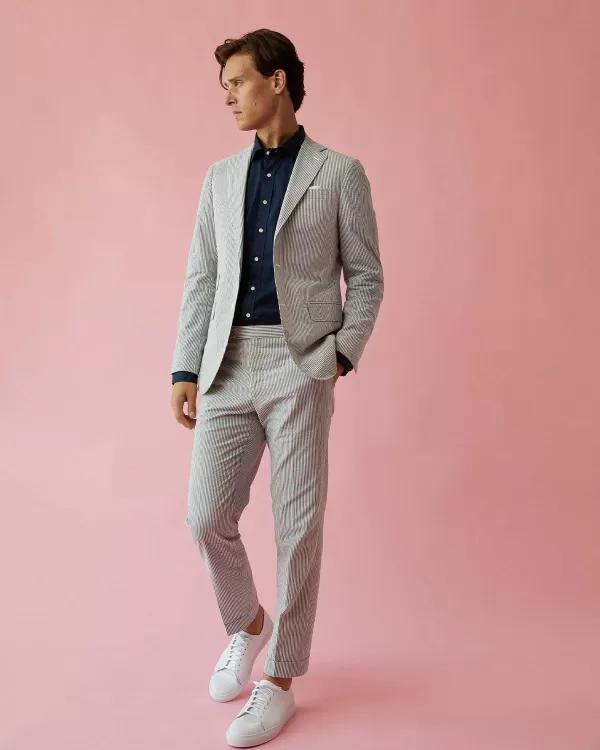 Cheap Sid Mashburn Tex Sport Trouser Blue/White Seersucker