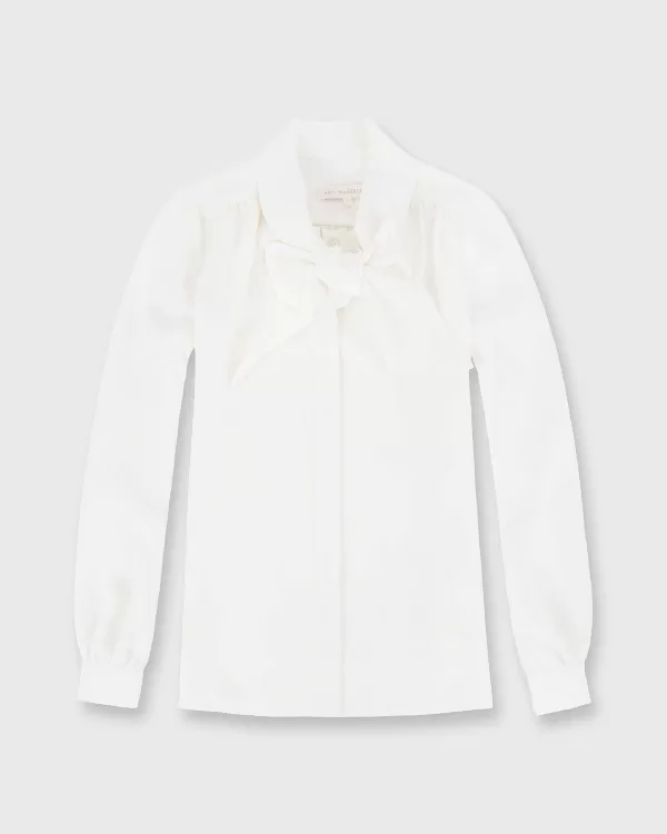 Discount Ann Mashburn Tie-Neck Blouse Ivory Silk Crepe De Chine