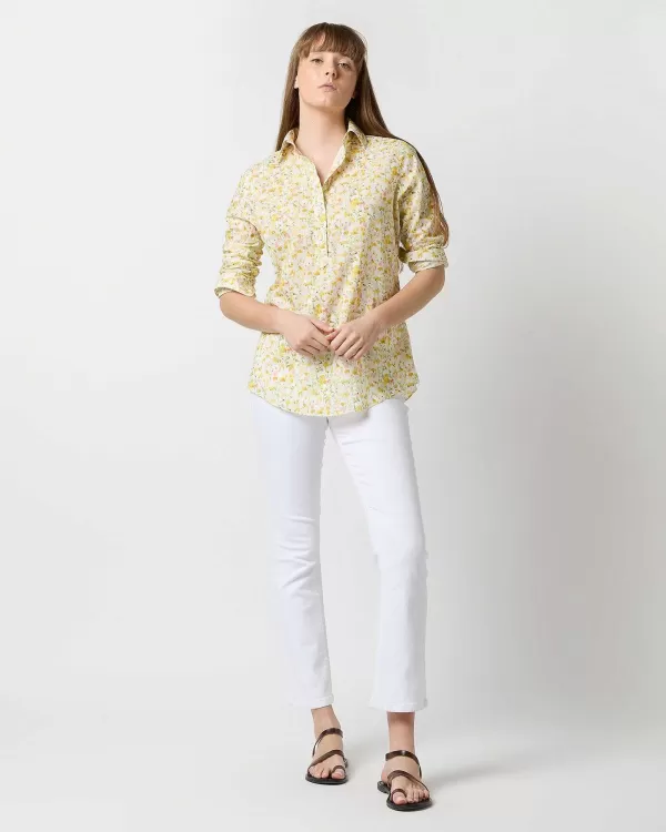Hot Ann Mashburn Tomboy Popover Shirt Yellow/Multi Inky Fields Liberty Fabric