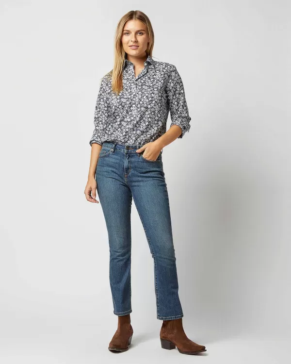 New Ann Mashburn Tomboy Popover Shirt Navy Edenham Shadow Liberty Fabric