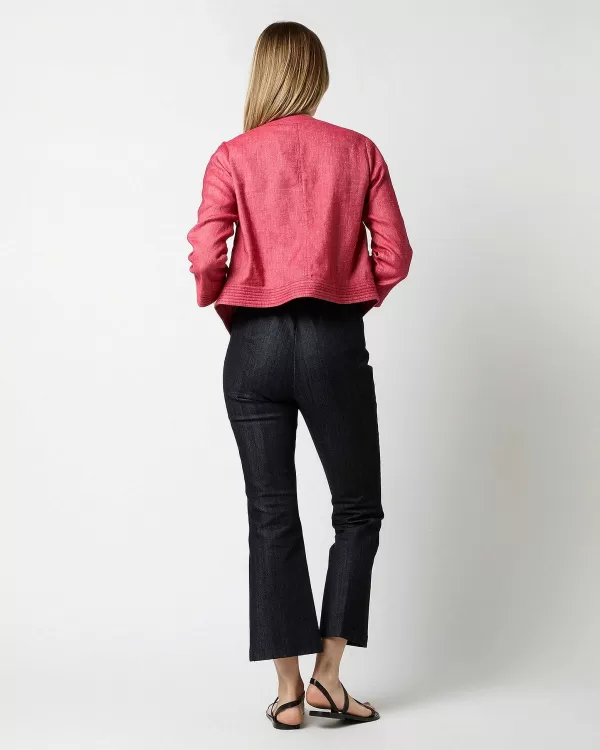 New Ann Mashburn Trapunto Kiki Jacket Red Stretch Cotolino