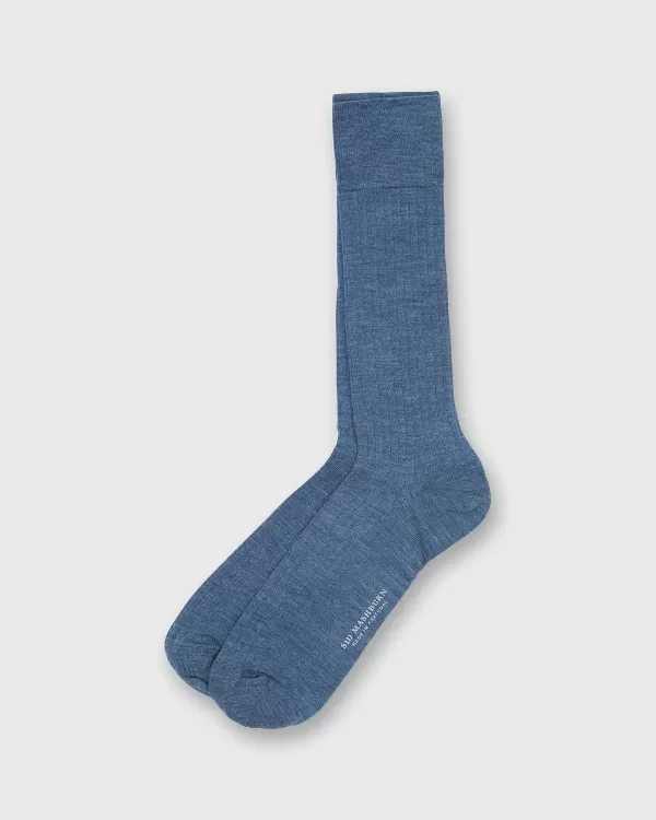 Online Sid Mashburn Trouser Dress Socks Heather Blue Extra Fine Merino