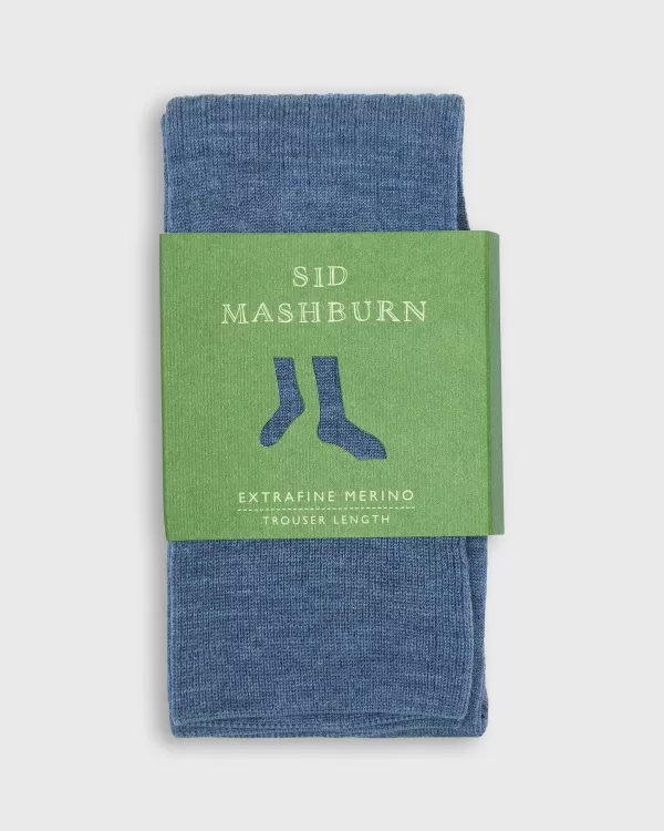 Online Sid Mashburn Trouser Dress Socks Heather Blue Extra Fine Merino