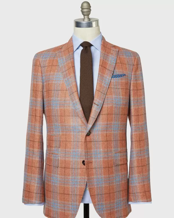 Store Sid Mashburn Virgil No. 2 Jacket Persimmon/Sky/Mocha Plaid Hopsack