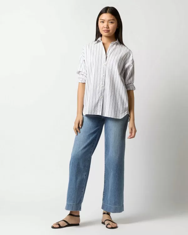 New Ann Mashburn Weekender Shirt Multi Stripe Silk/Cotton