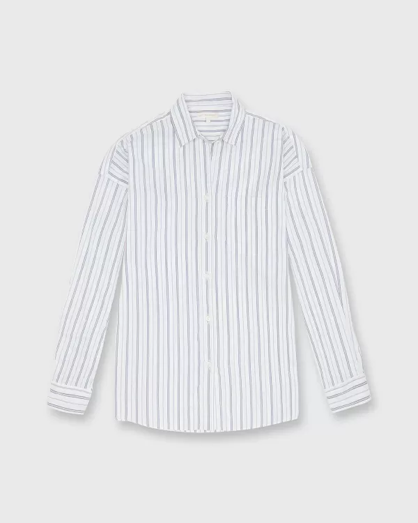 New Ann Mashburn Weekender Shirt Multi Stripe Silk/Cotton