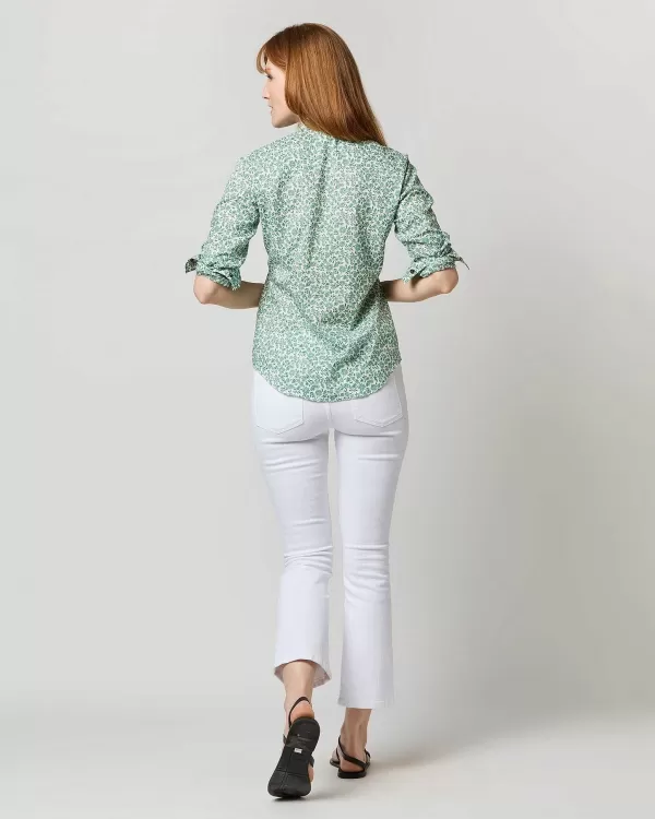 Cheap Ann Mashburn Western Shirt Green Periwinkle Liberty Fabric