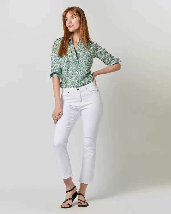 Cheap Ann Mashburn Western Shirt Green Periwinkle Liberty Fabric