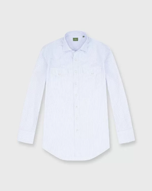 Sale Sid Mashburn Western Work Shirt Blue/White University Stripe Oxford