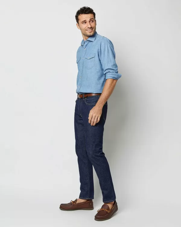 Cheap Sid Mashburn Western Work Shirt Extra Light Wash Indigo Chambray