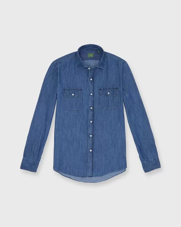 Store Sid Mashburn Work Shirt Medium Wash Indigo Denim