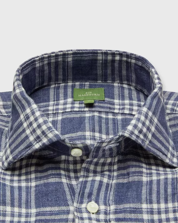 Cheap Sid Mashburn Work Shirt Navy/White Plaid Linen