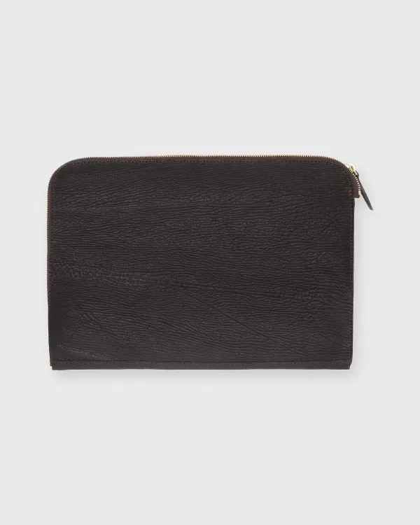 New Sid Mashburn Zip Laptop Case Chocolate Sharkskin
