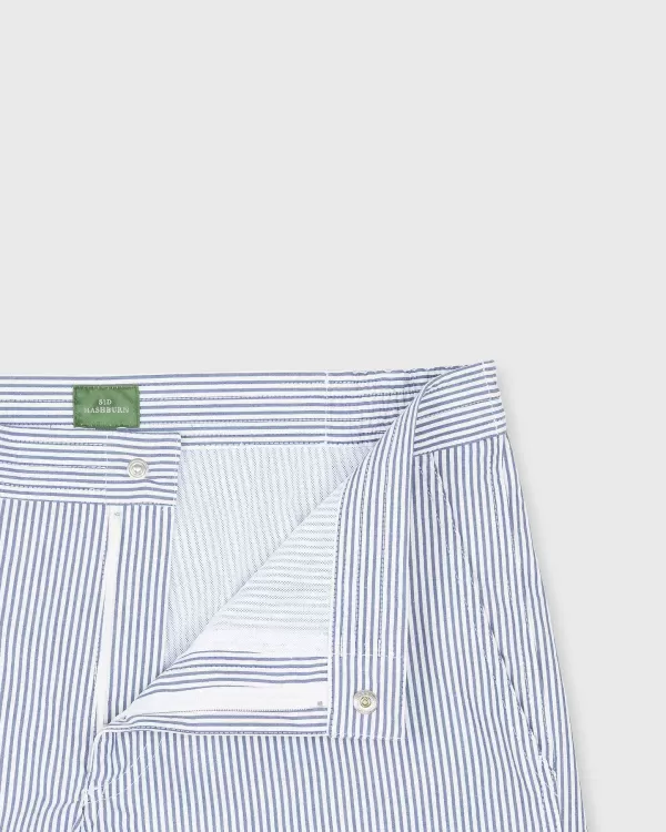 Best Sale Sid Mashburn Zip-Front Mid-Length Swim Short Blue/White Seersucker