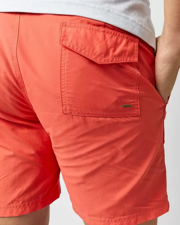Fashion Sid Mashburn Zip-Front Mid-Length Swim Short Coral Nylon